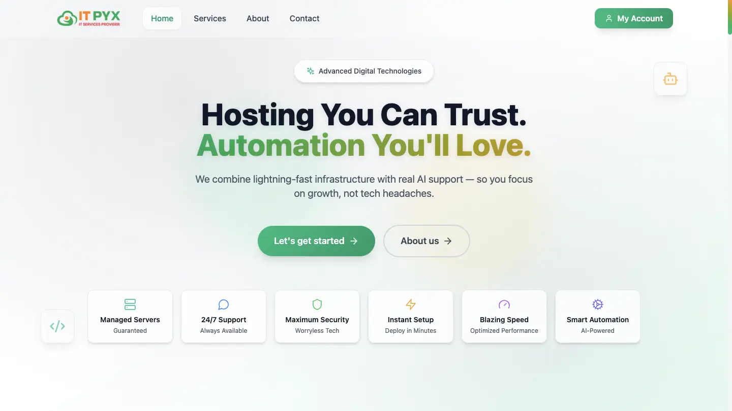 ITPYX digital infrastructure platform dashboard
